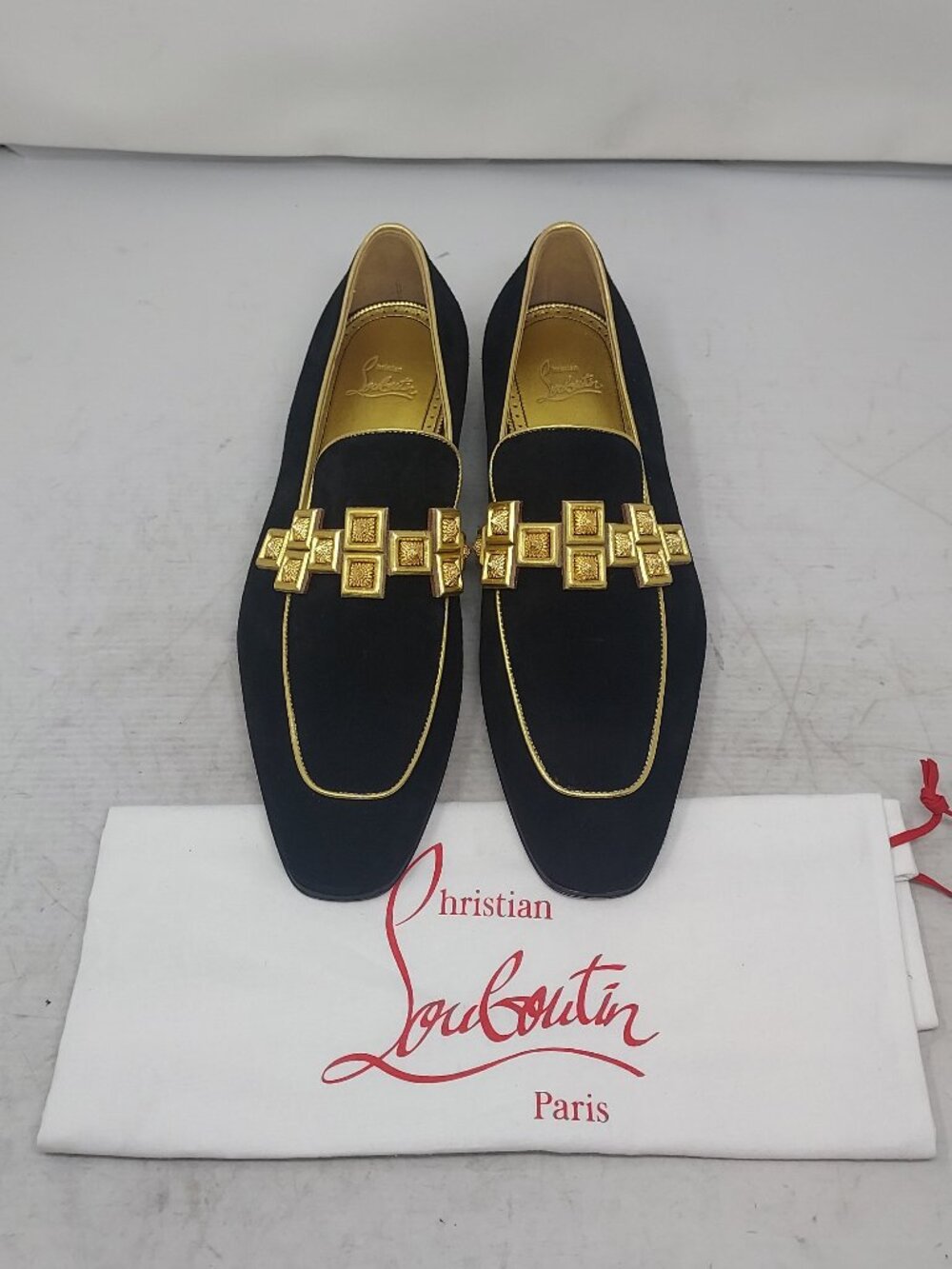 Christian Louboutin MENS Black Gold Night On The Gange Diwali Loafer